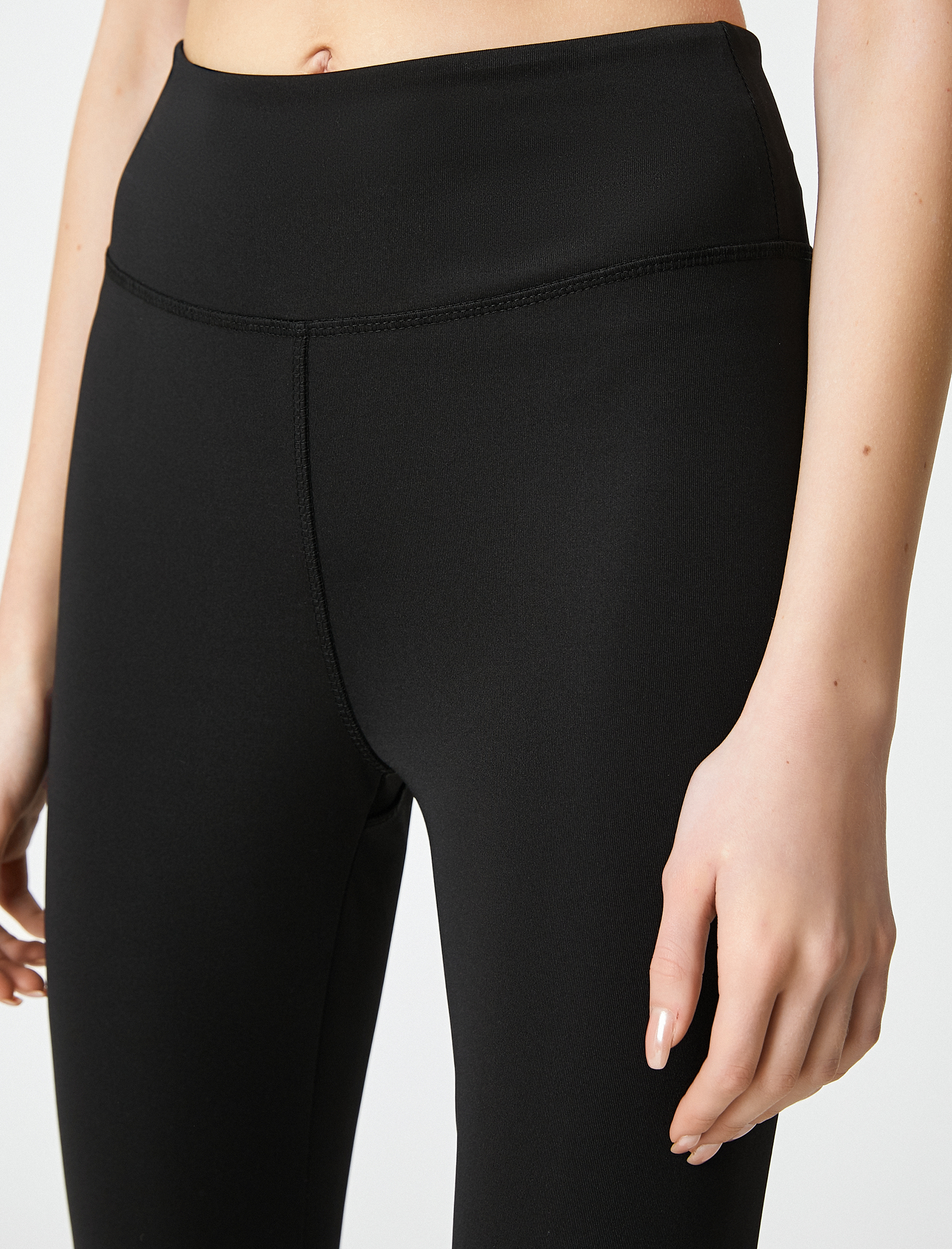   Basic Sporcu Tayt Yüksek Bel Reflektör Çizgi Baskılı