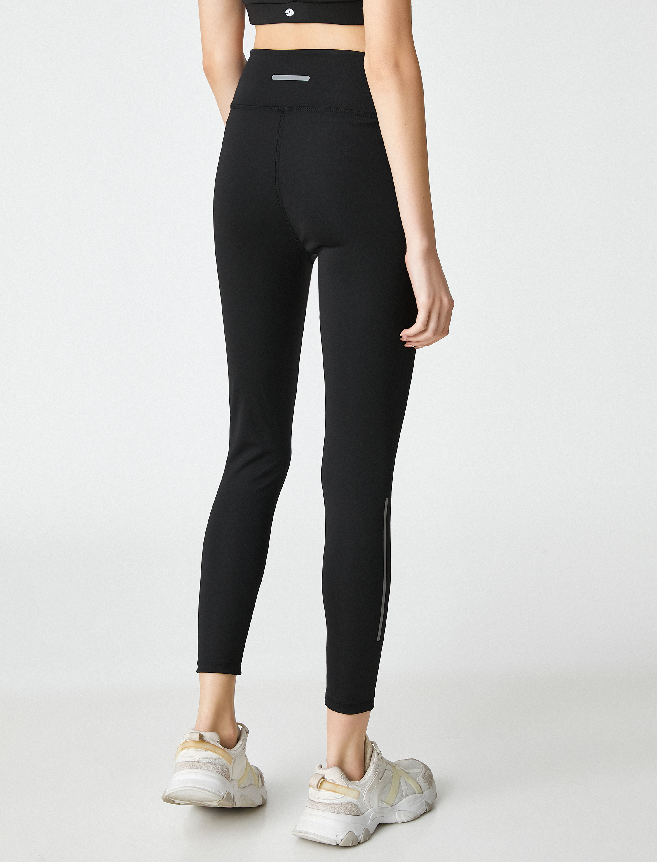   Basic Sporcu Tayt Yüksek Bel Reflektör Çizgi Baskılı