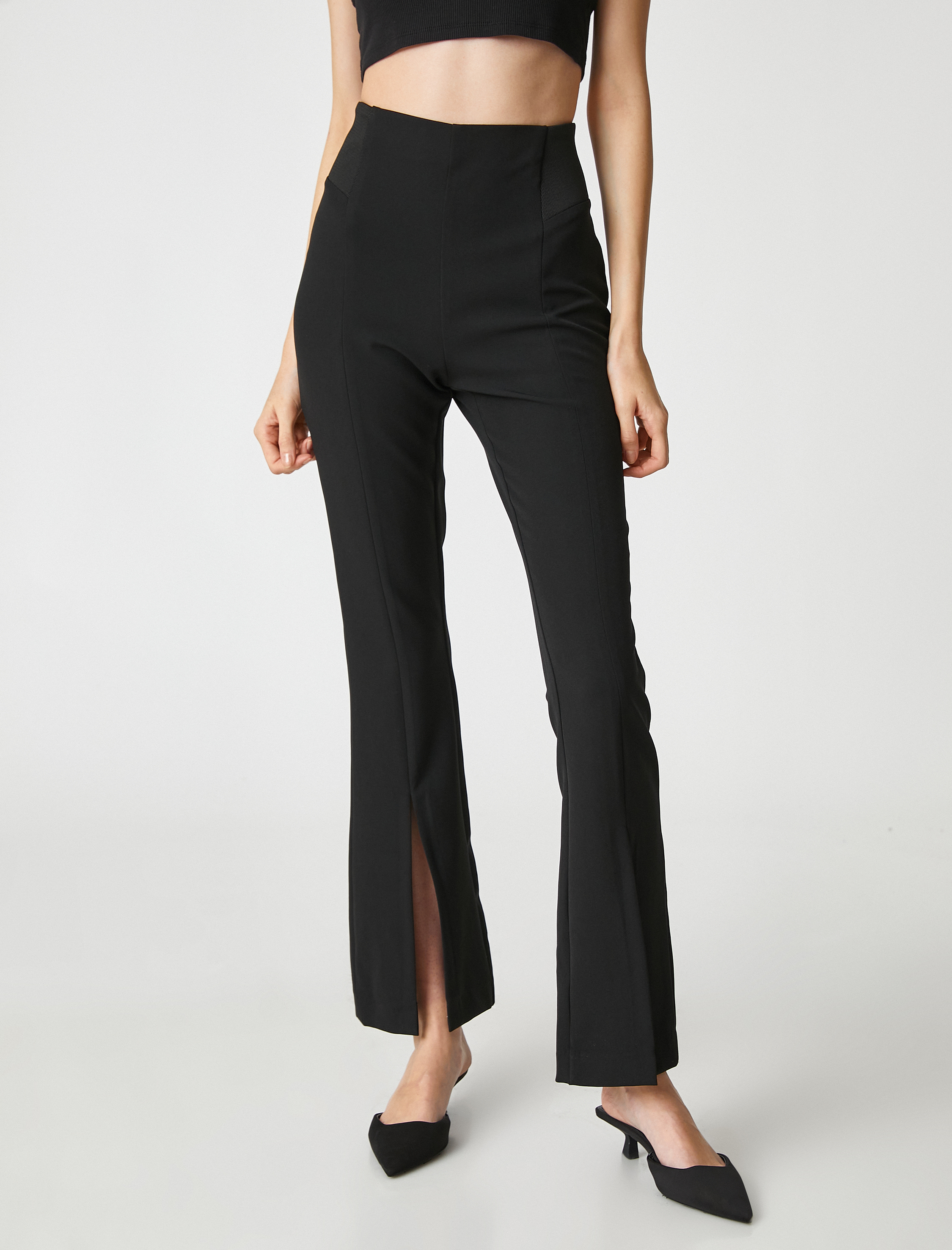   Yırtmaçlı İspanyol Paça Pantolon Arkası Fermuarlı