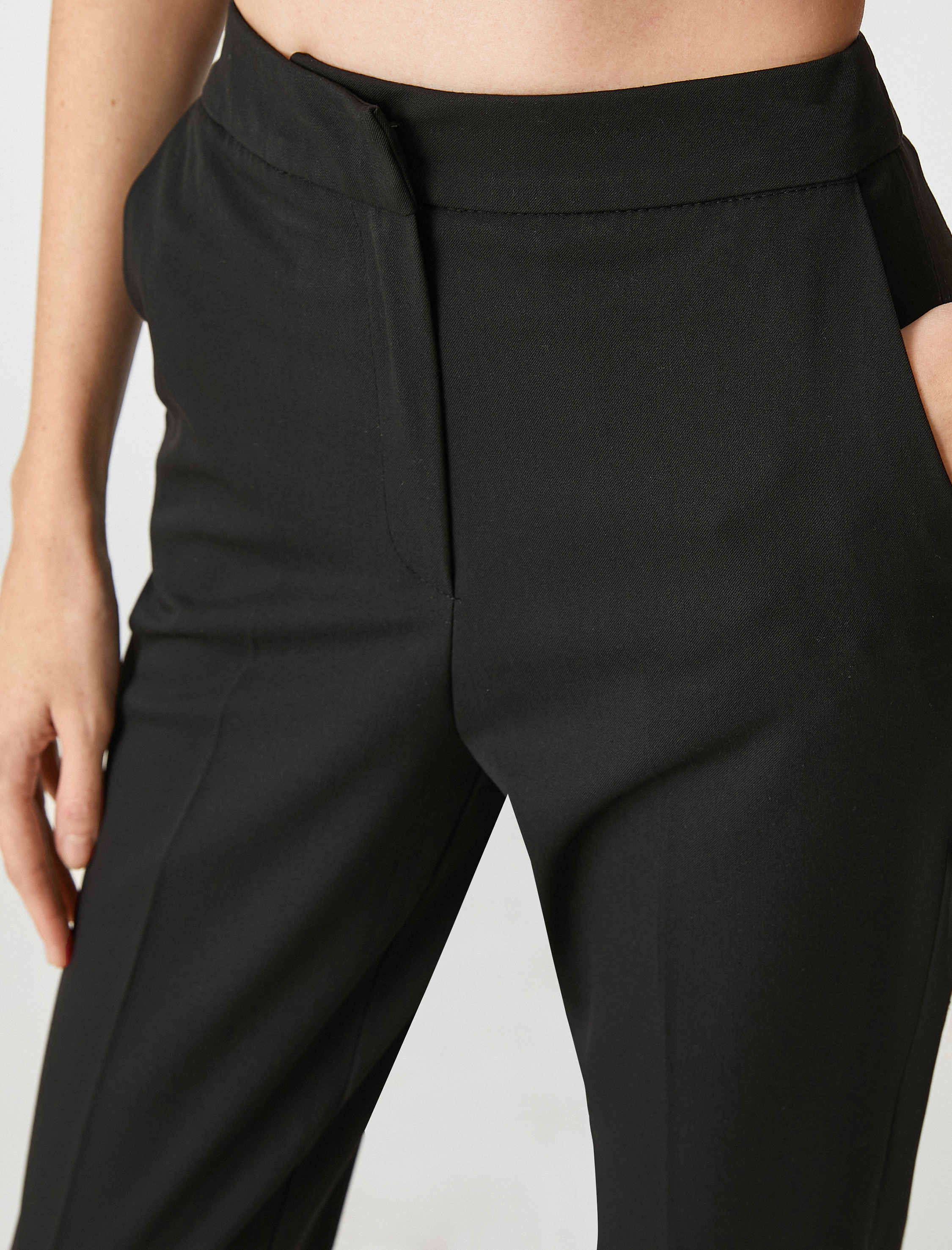   Cigarette Pantolon Dar Paça Cepli Yüksek Bel