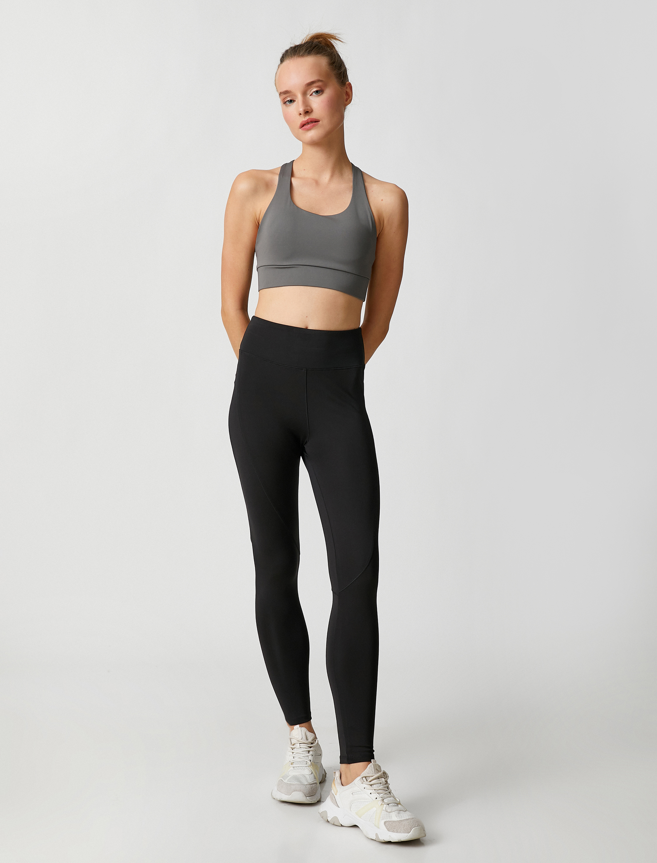   Sporcu Tayt Dikiş Detaylı Yüksek Bel