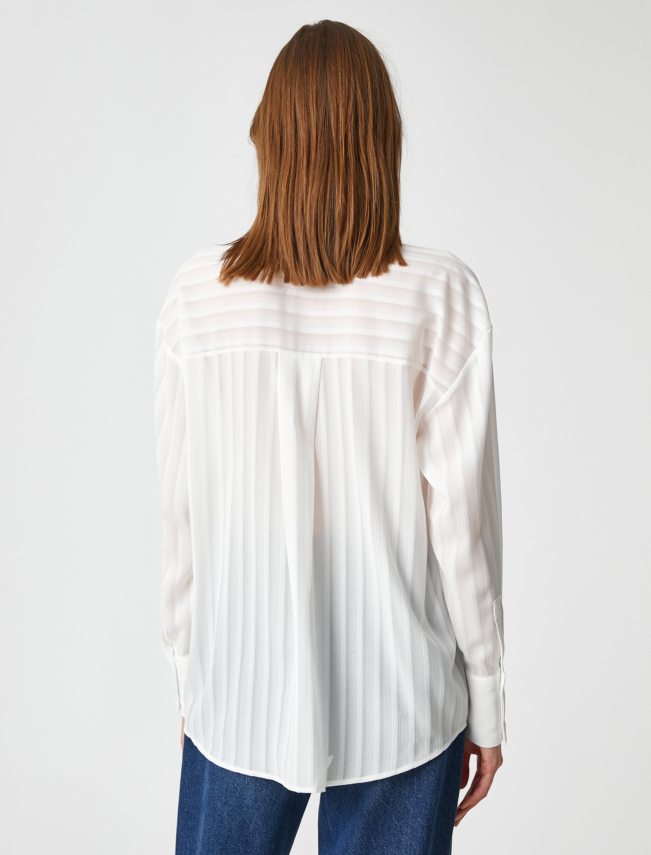   Çizgili Gömlek Düğmeli Uzun Kollu