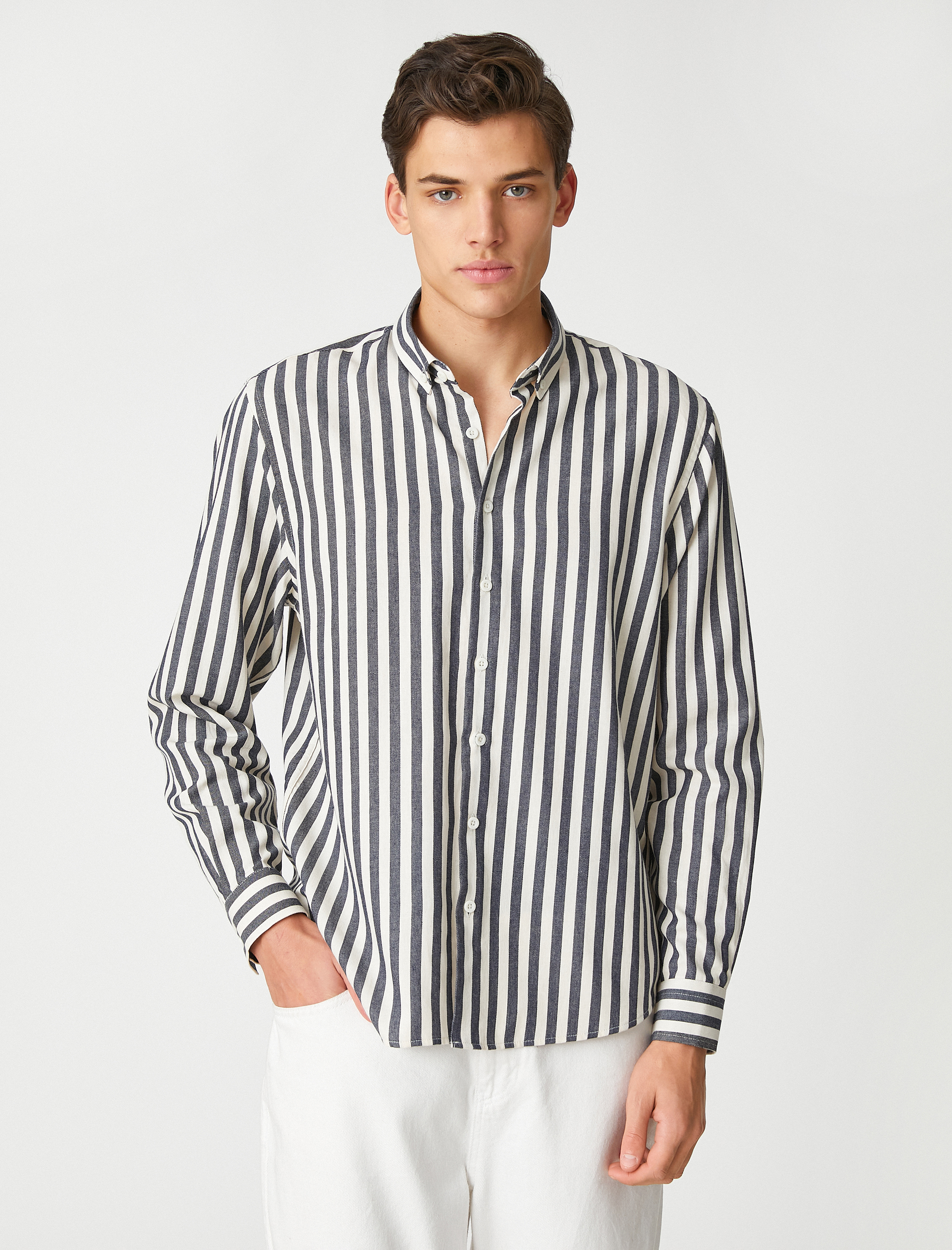   Spor Gömlek Uzun Kollu Klasik Yaka Slim Fit