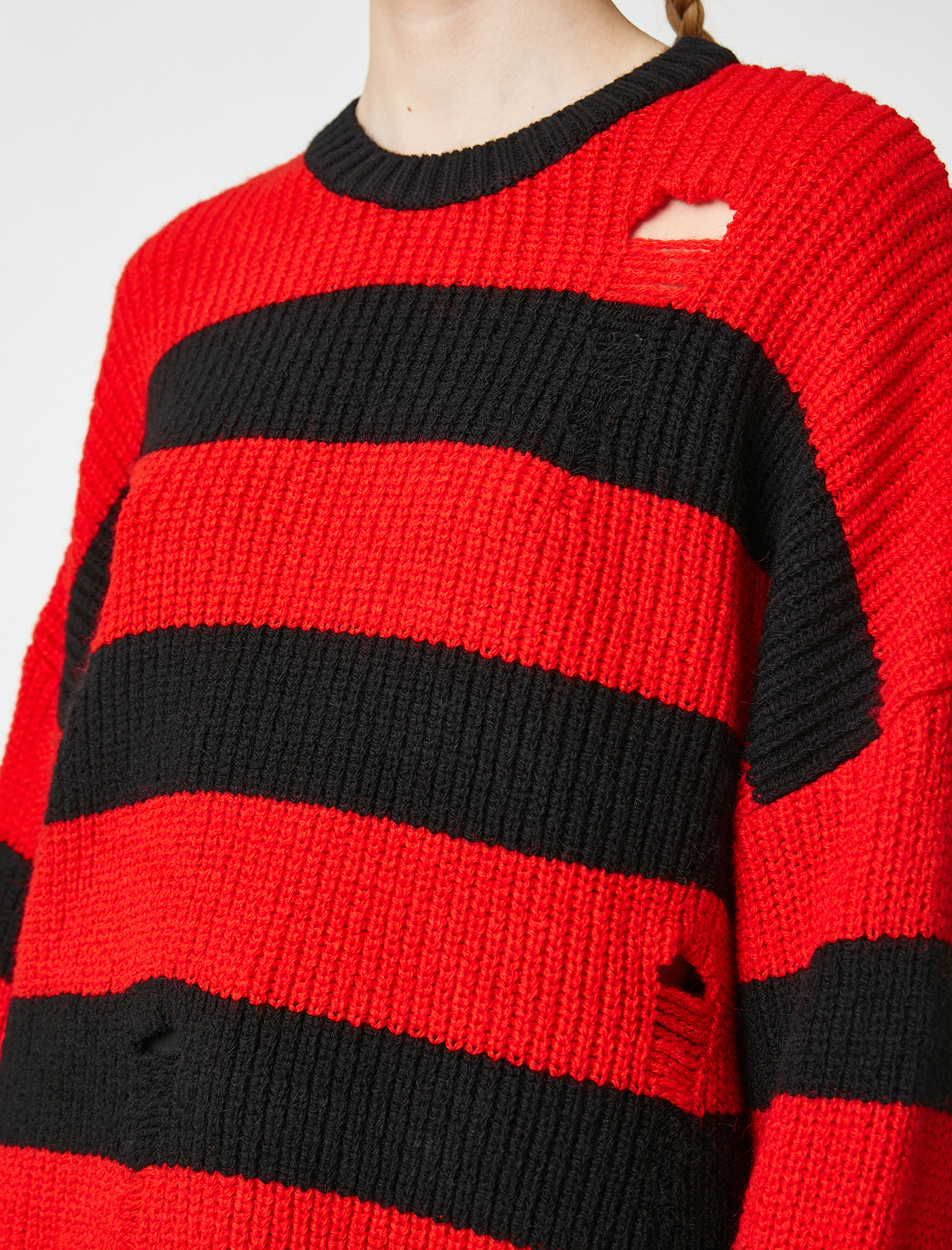   Örgü Triko Kazak Ajurlu Bisiklet Yaka Uzun Kollu