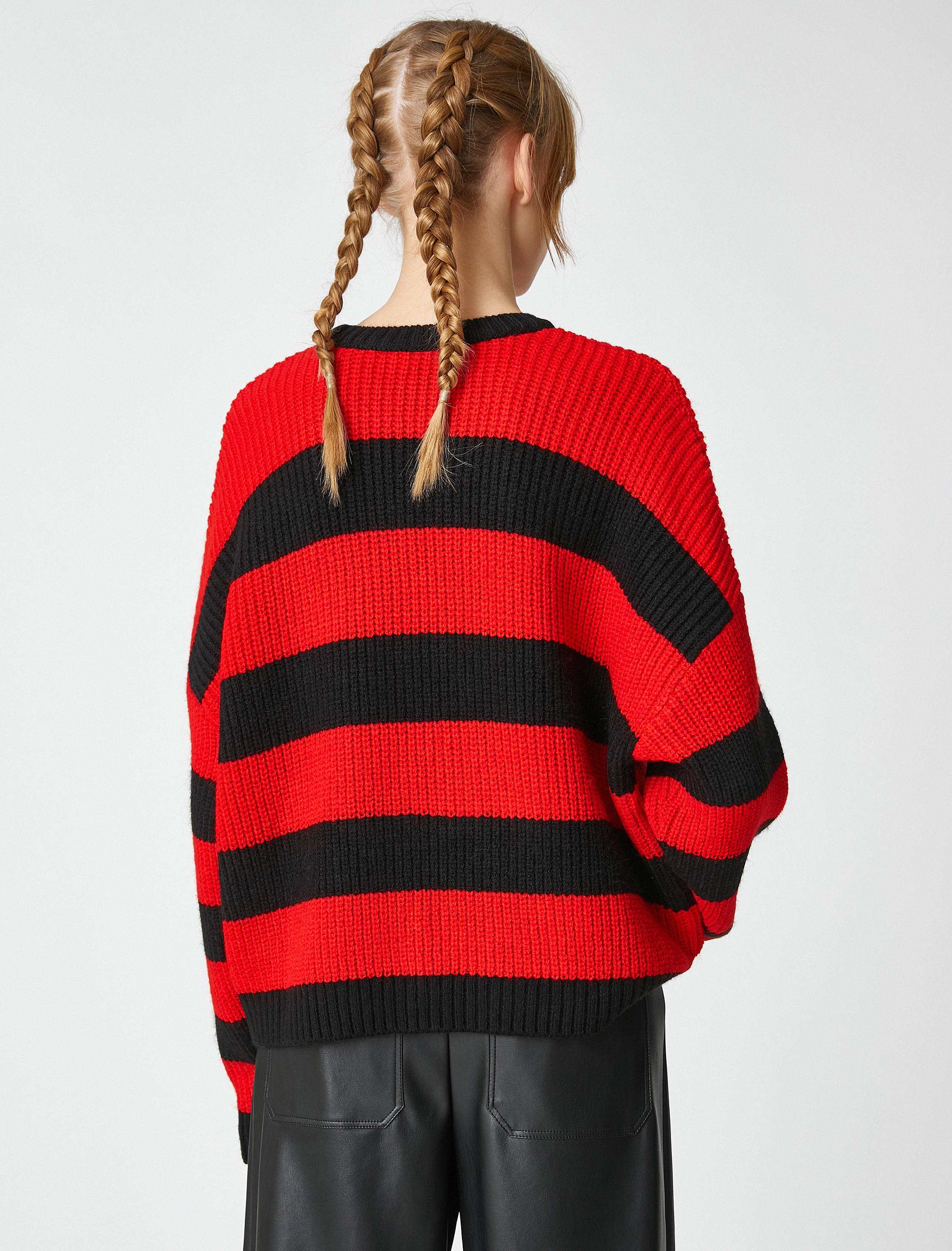   Örgü Triko Kazak Ajurlu Bisiklet Yaka Uzun Kollu