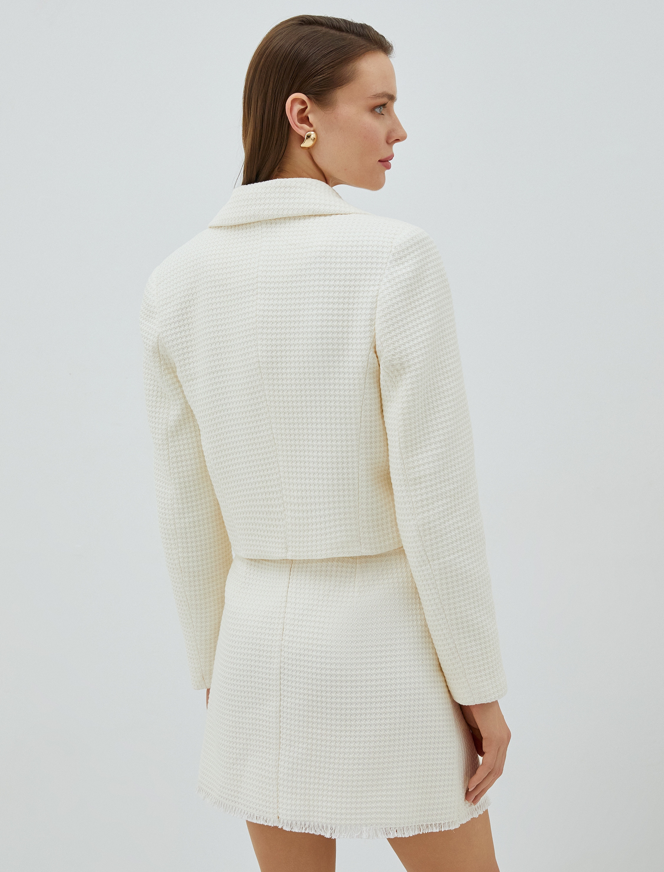   Crop Tüvit Ceket Kruvaze Arma Düğmeli