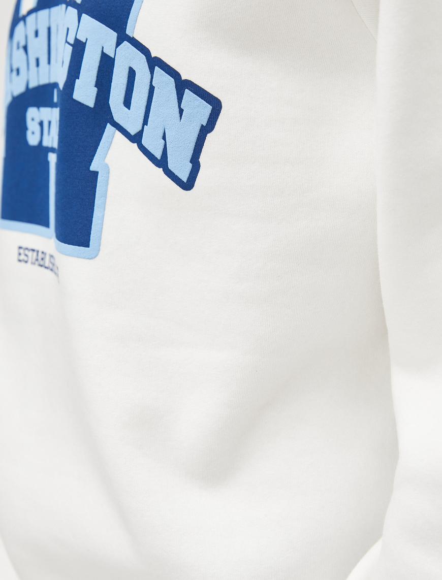   Kolej Sweatshirt Bisiklet Yaka Uzun Kollu İşleme Detaylı Şardonlu