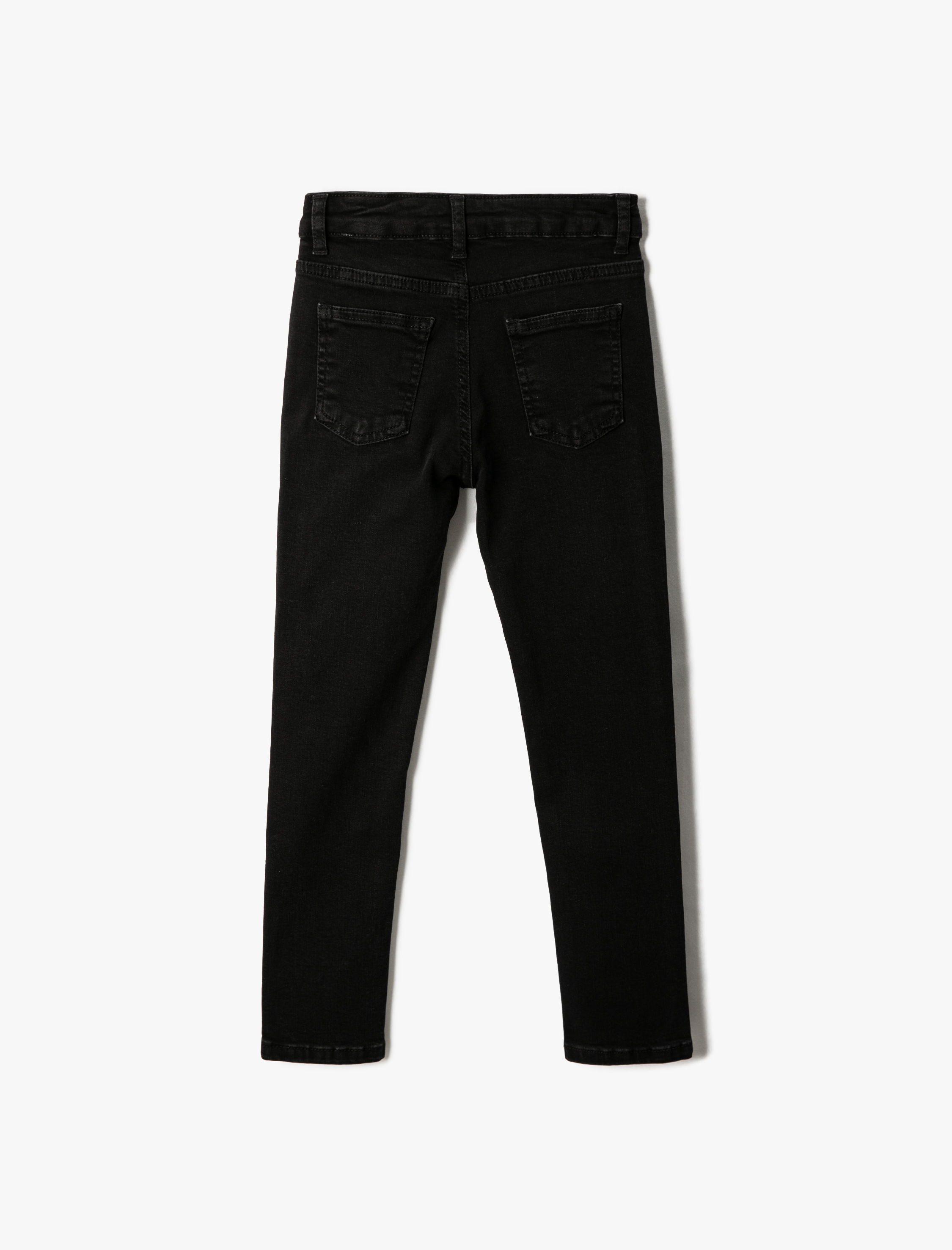 Koton Kot Pantolon Pamuklu Cepli - Slim Jean Beli Ayarlanabilir Lastikli. 4