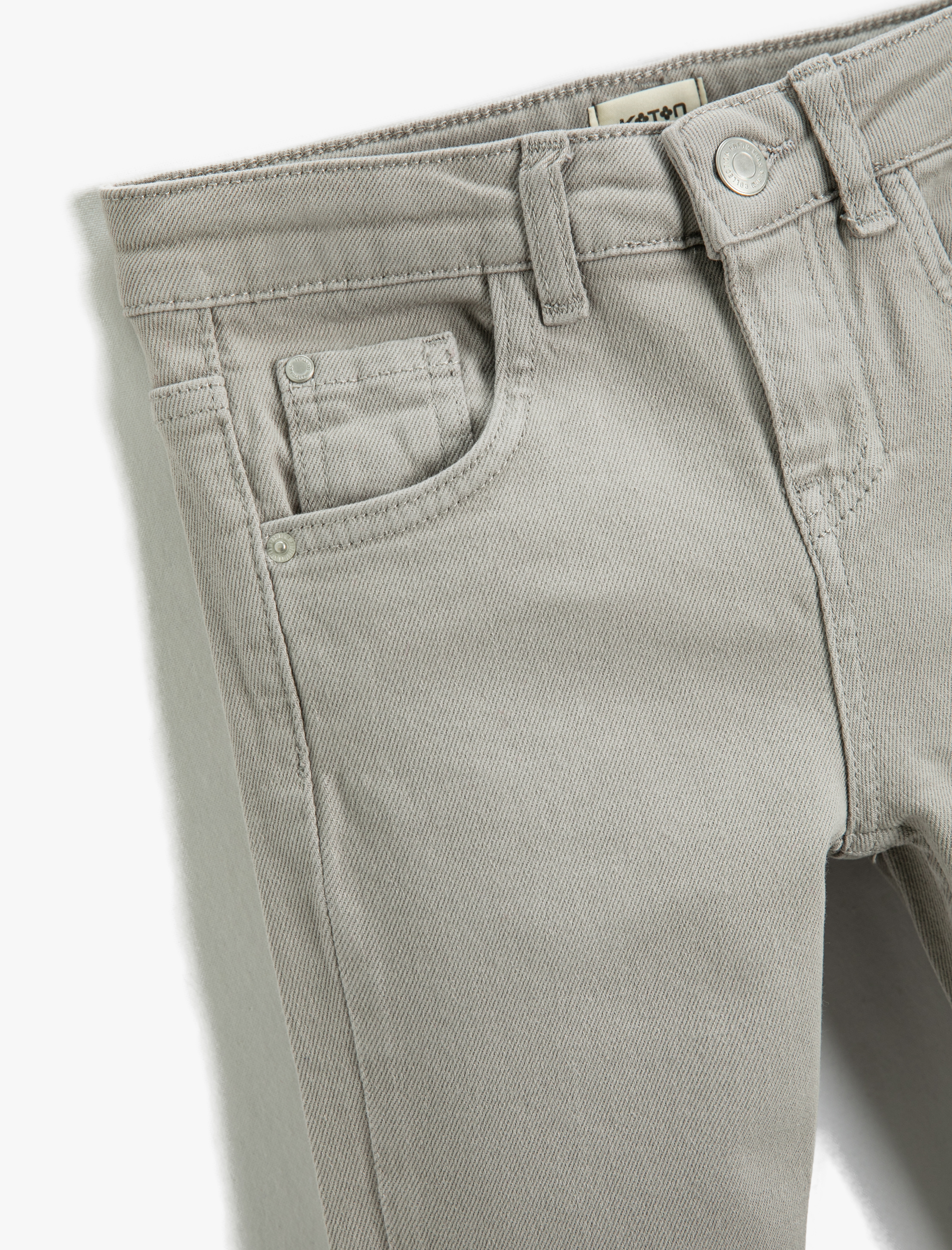 Koton Kot Pantolon Düz Paça Normal Bel - Straight Jean Beli Ayarlanabilir Lastikli. 5