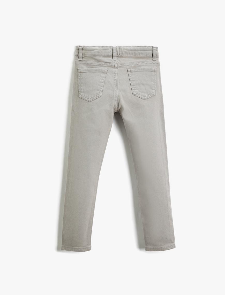  Erkek Çocuk Kot Pantolon Düz Paça Normal Bel - Straight Jean  Beli Ayarlanabilir Lastikli
