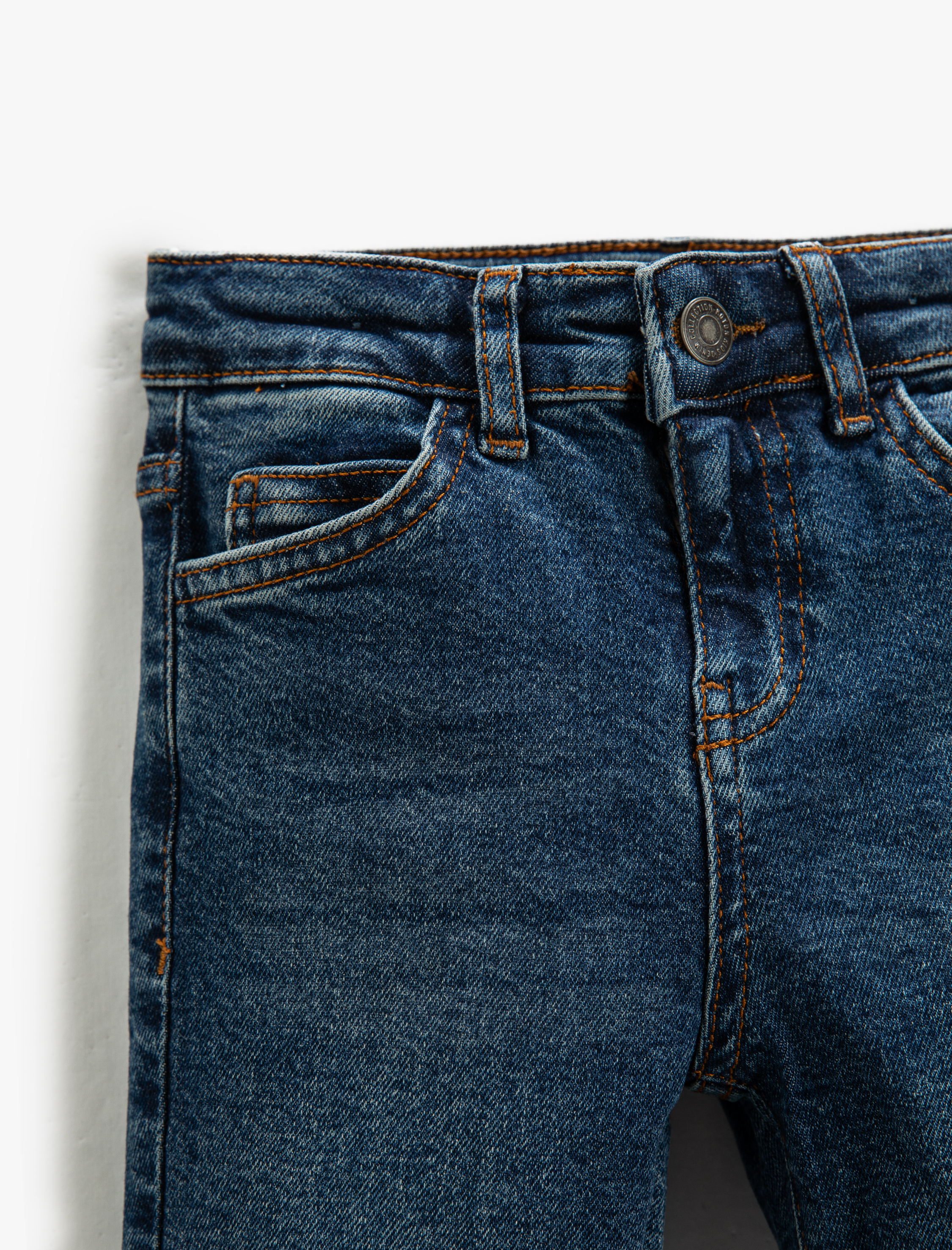 Koton Kot Pantolon Düz Paça Normal Bel Pamuklu - Straight Jean Beli Ayarlanabilir Lastikli. 5