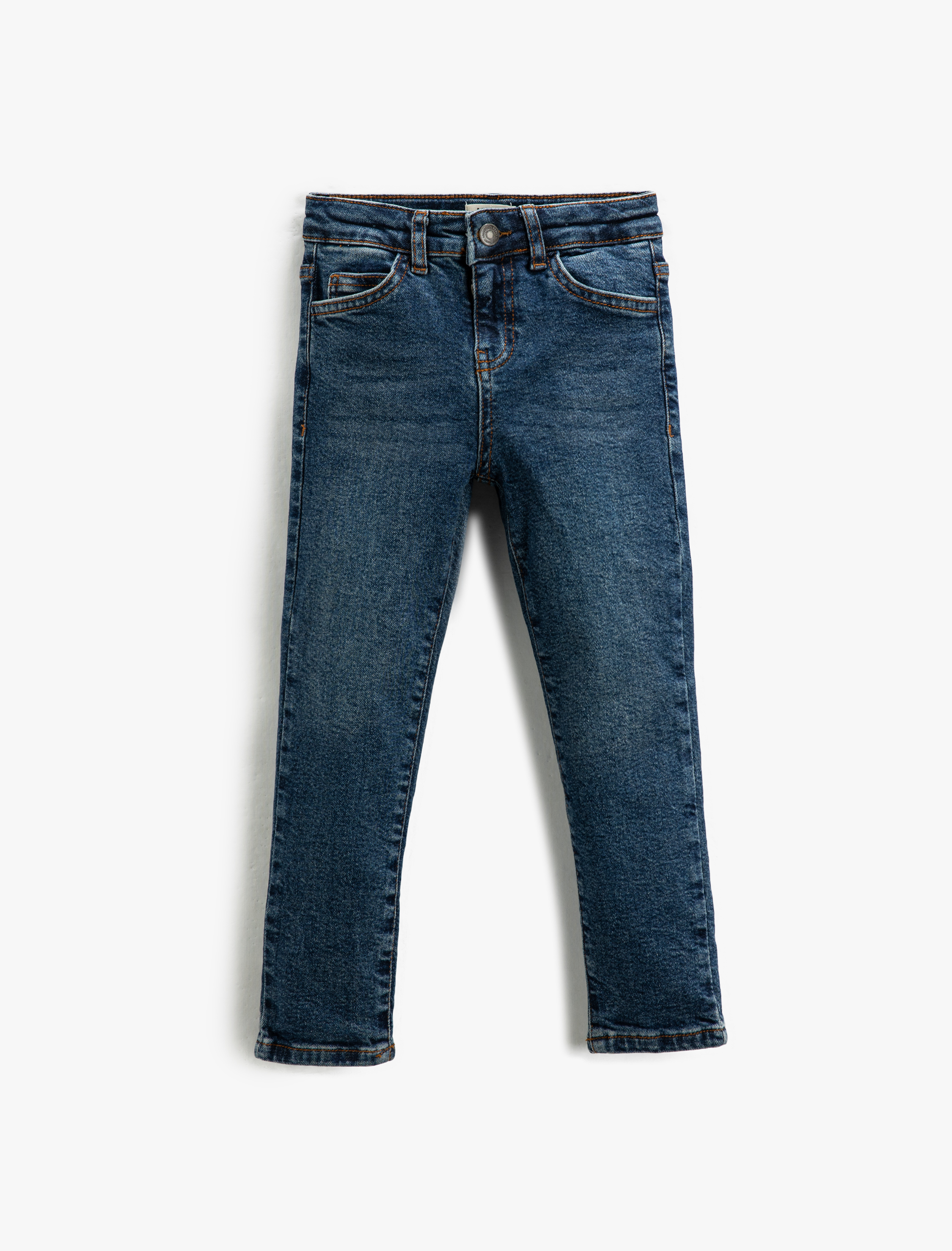 Koton Kot Pantolon Düz Paça Normal Bel Pamuklu - Straight Jean Beli Ayarlanabilir Lastikli. 3