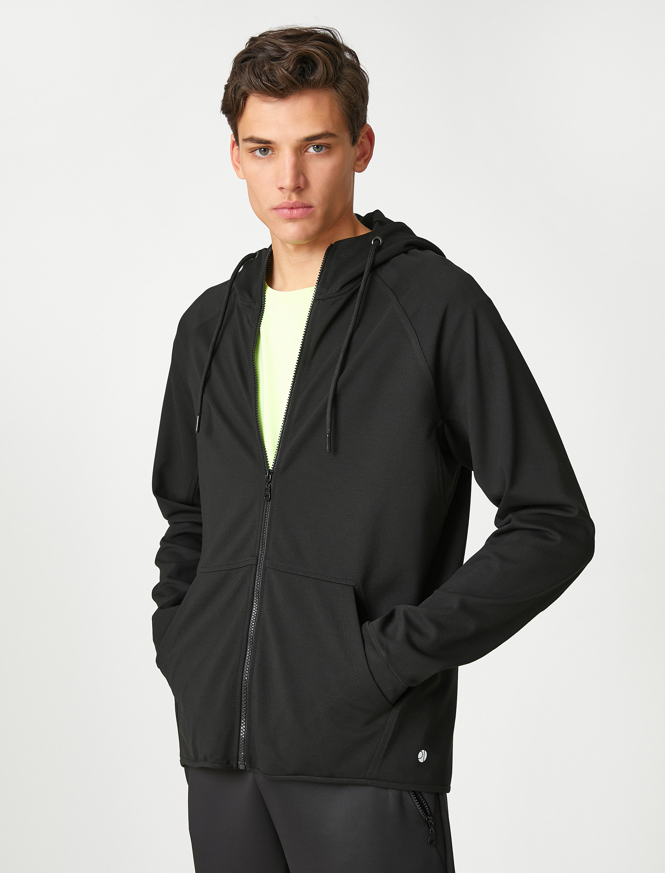   Spor Sweatshirt Kapşonlu Fermuarlı Cepli