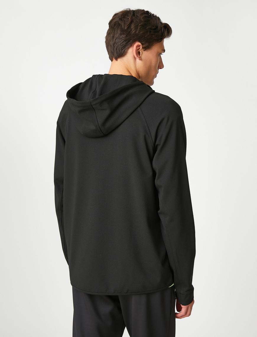   Spor Sweatshirt Kapşonlu Fermuarlı Cepli