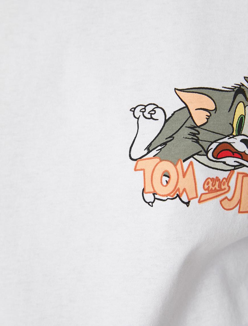   Tom ve Jerry Tişört Oversize Pamuklu Lisanslı Kısa Kollu
