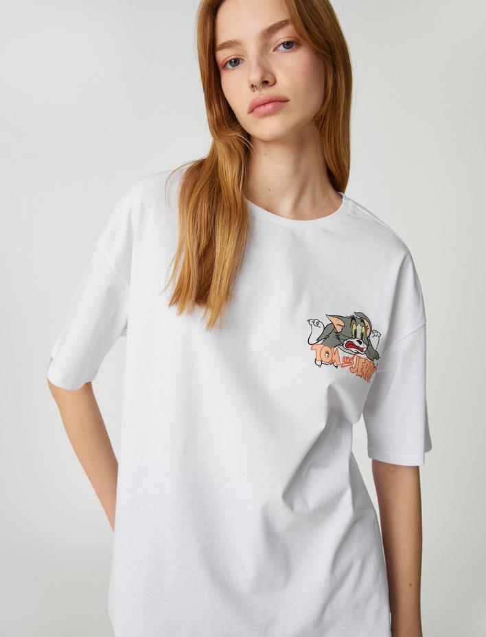  Tom ve Jerry Tişört Oversize Pamuklu Lisanslı Kısa Kollu