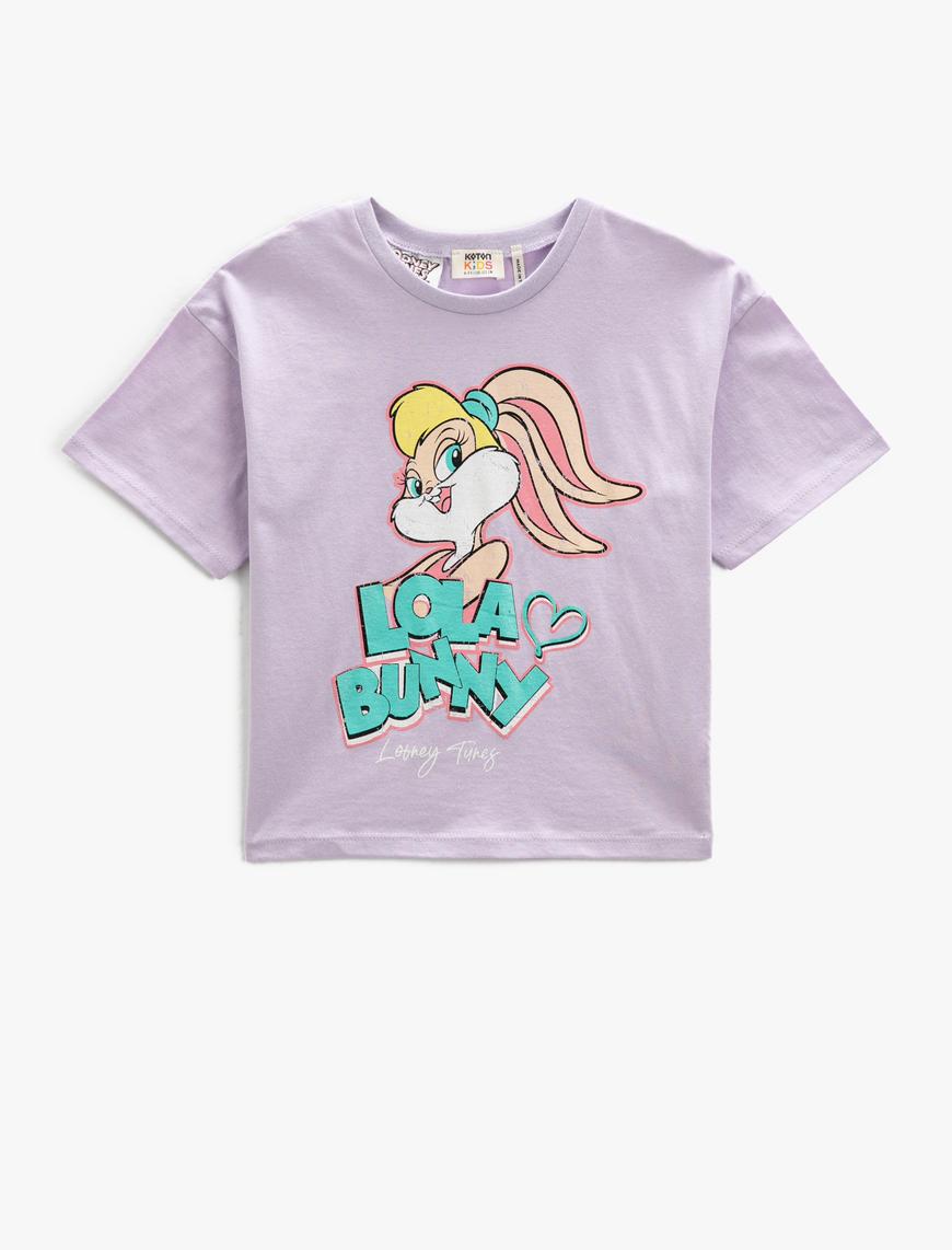  Kız Çocuk Lola Bunny Tişört Lisanslı Oversize Kısa Kollu Pamuklu
