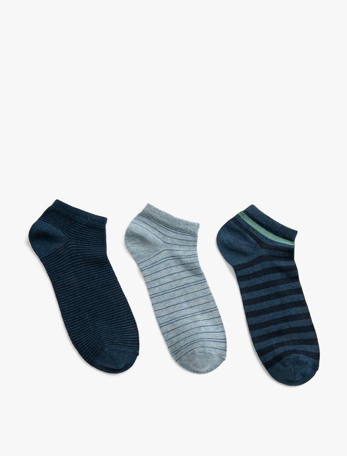 Erkek Çizgili 3'lü Patik Çorap Seti
