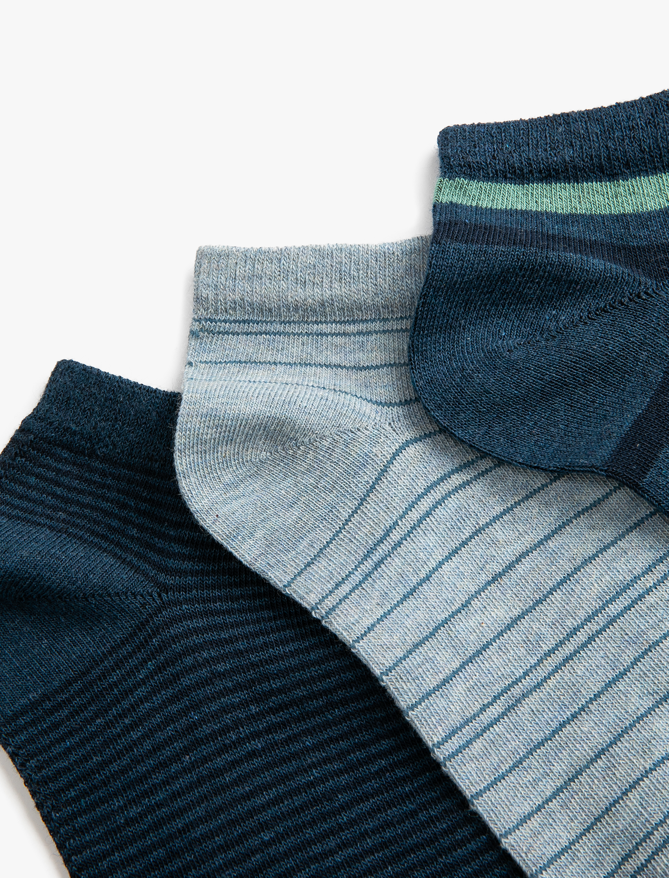  Erkek Çizgili 3'lü Patik Çorap Seti