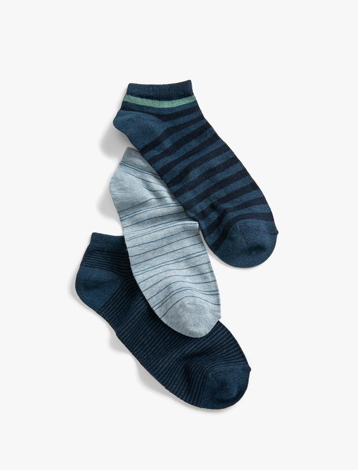 Erkek Çizgili 3'lü Patik Çorap Seti