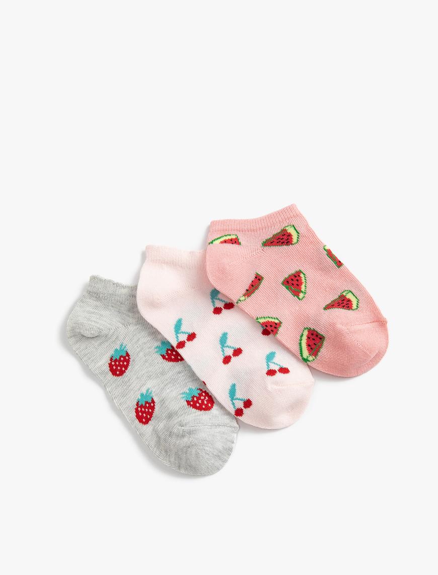  Kız Çocuk 3’lü Meyve Desenli Çorap Seti