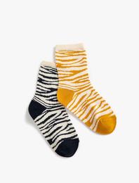 2'li Zebra Desenli Çorap Seti