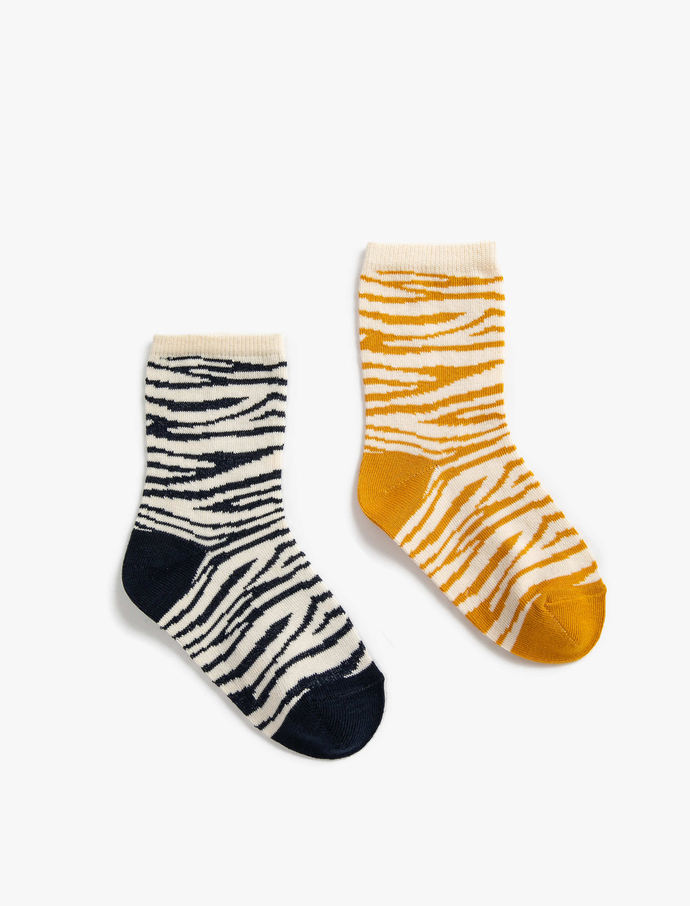  Kız Çocuk 2'li Zebra Desenli Çorap Seti