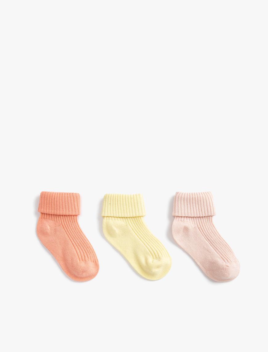  Kız Bebek Çorap Paketi 3'lü Basic Pamuk Karışımlı