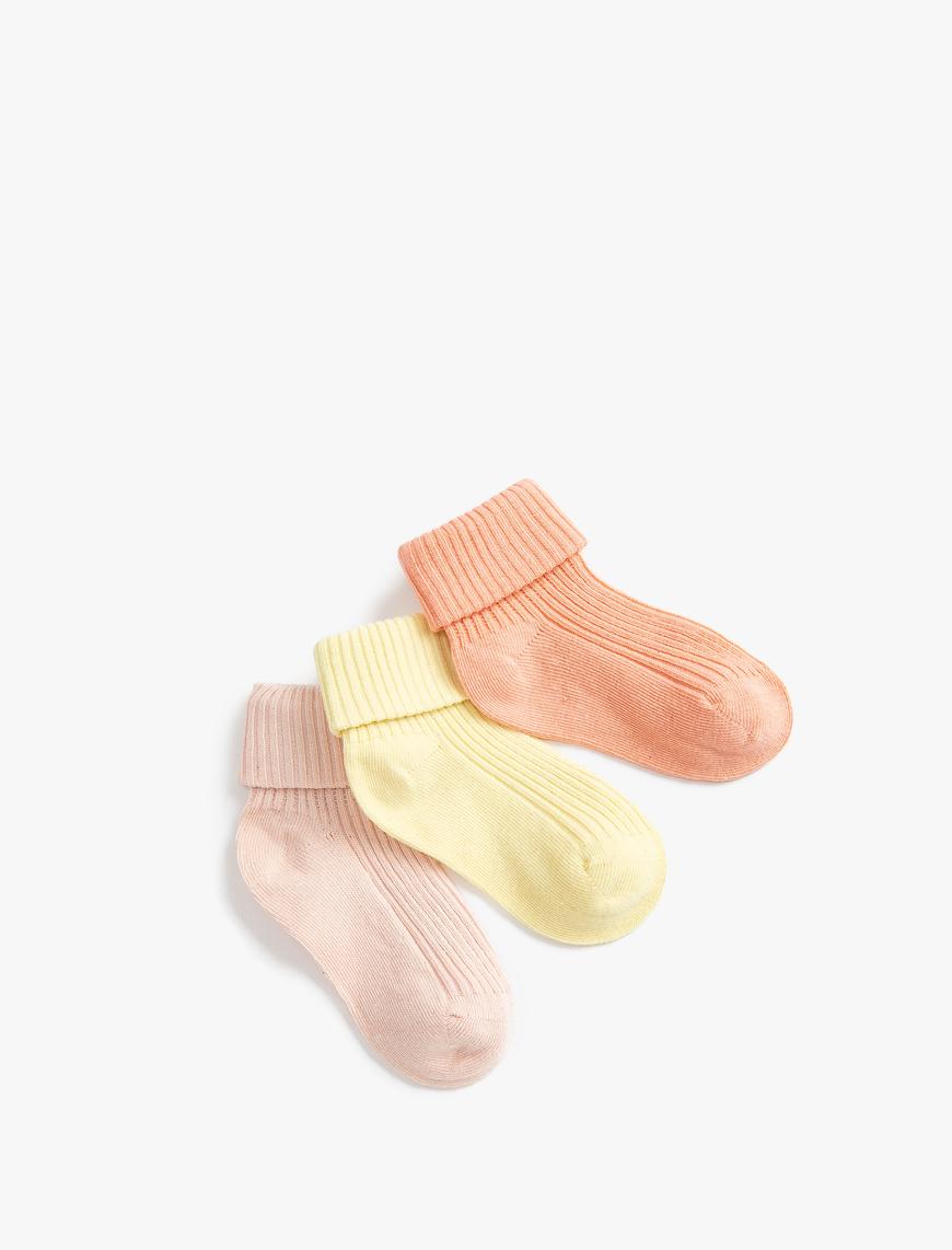  Kız Bebek Çorap Paketi 3'lü Basic Pamuk Karışımlı
