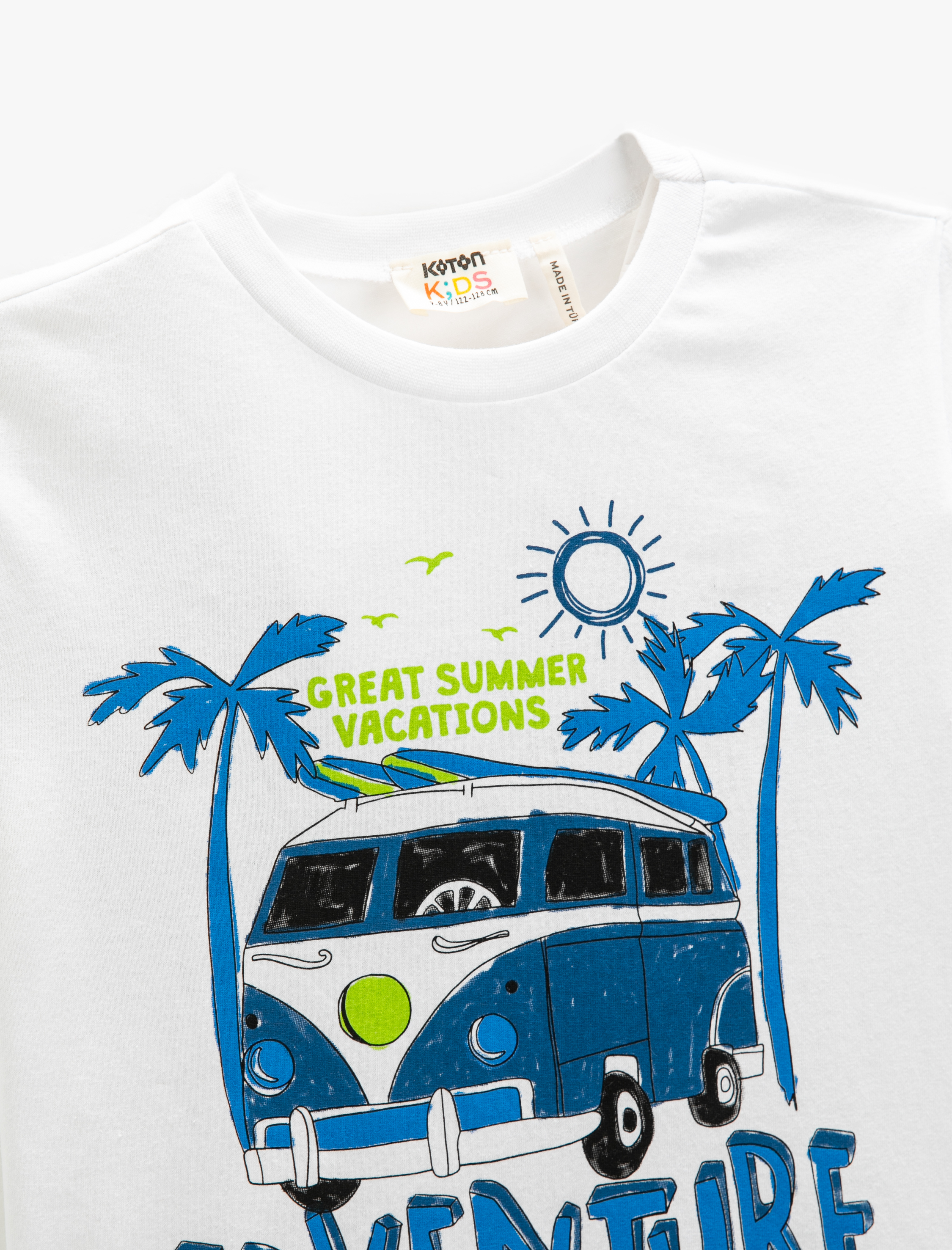  Erkek Çocuk Baskılı Tişört Kısa Kollu Bisiklet Yaka Pamuklu