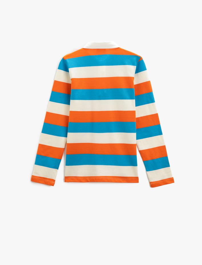 Erkek Çocuk Polo Yaka Uzun Kollu Tişört Düğme Detaylı