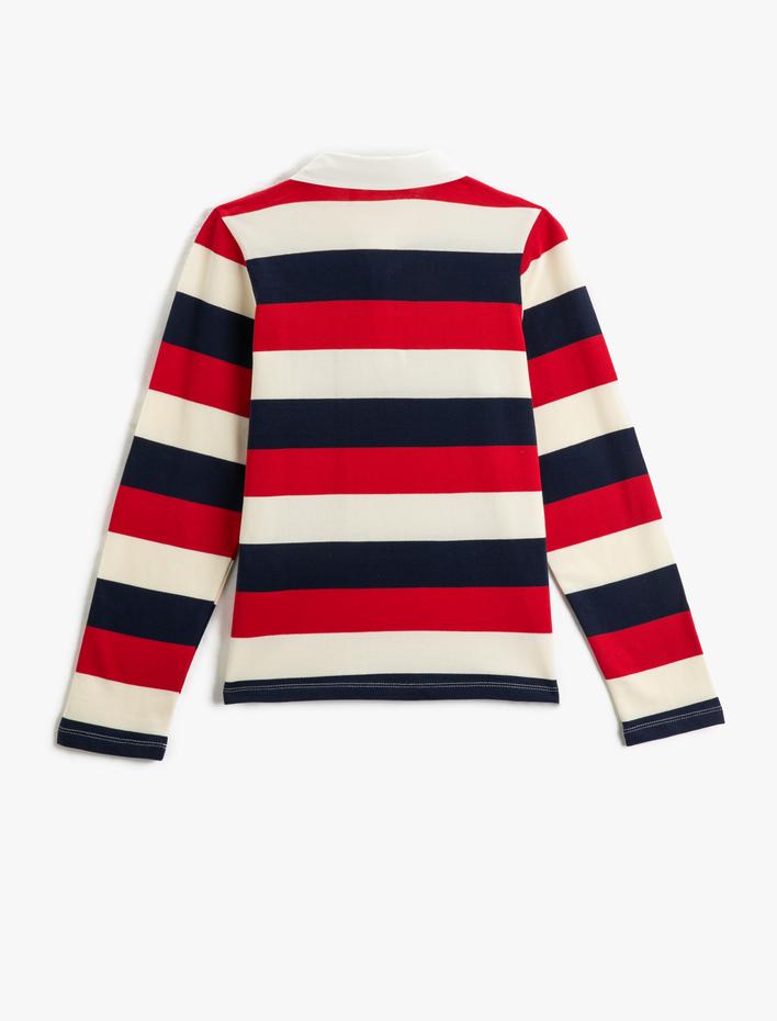 Erkek Çocuk Polo Yaka Uzun Kollu Tişört Düğme Detaylı