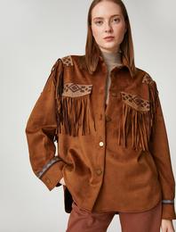 Etnik Detaylı Süet Görünümlü Shacket