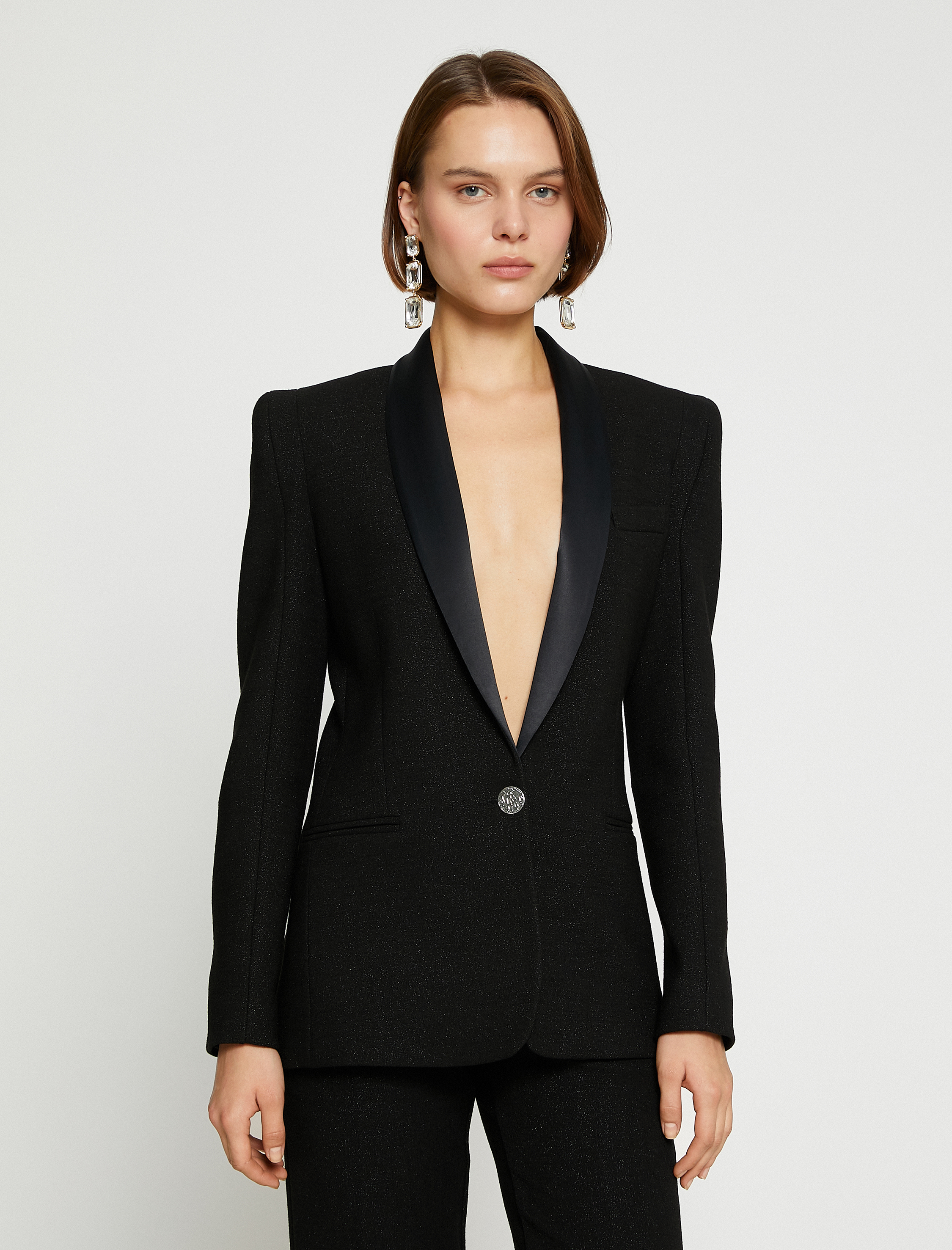 Simli Saten Detaylı Blazer Ceket