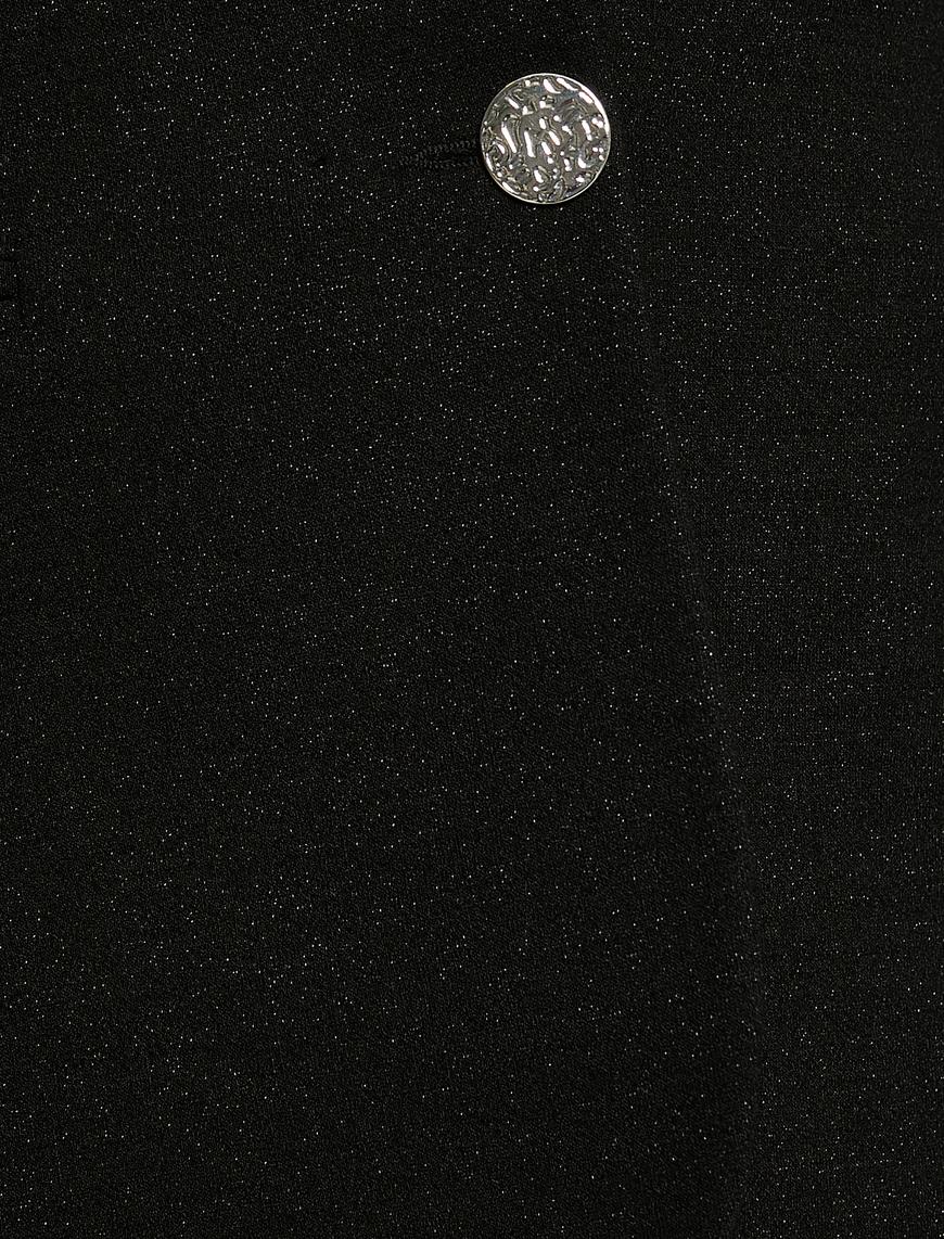   Simli Saten Detaylı Blazer Ceket