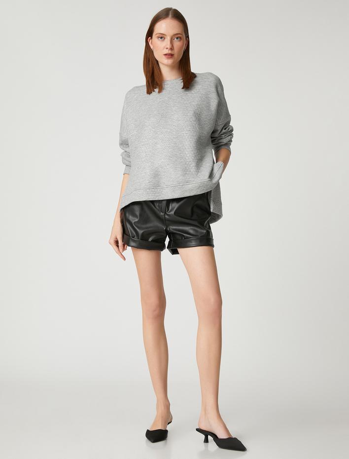  Oversize Sweatshirt Bisiklet Yaka