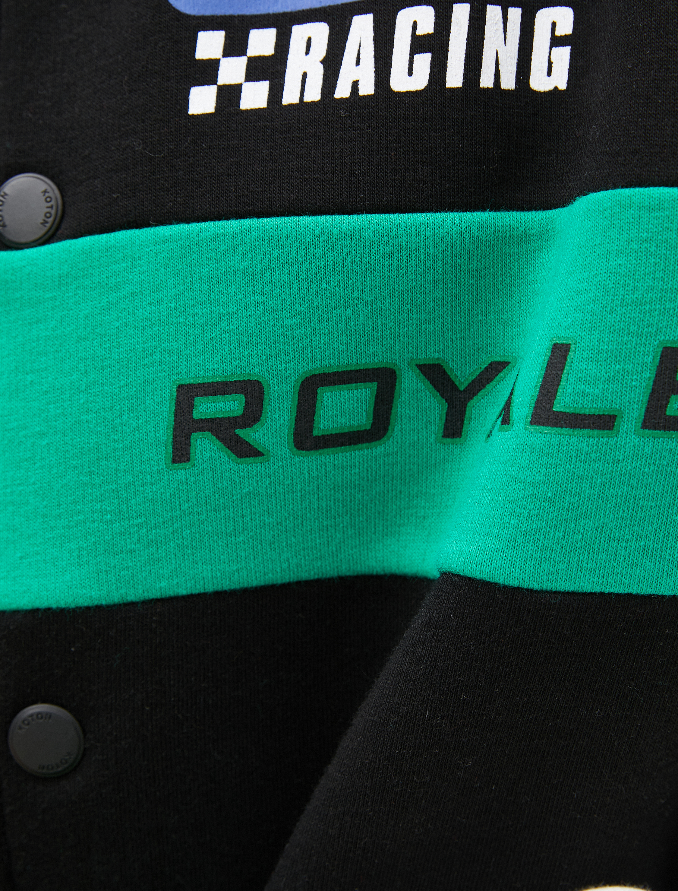   Kolej Ceketi Bomber Yaka Baskılı Çıtçıt Düğmeli Cep Detaylı