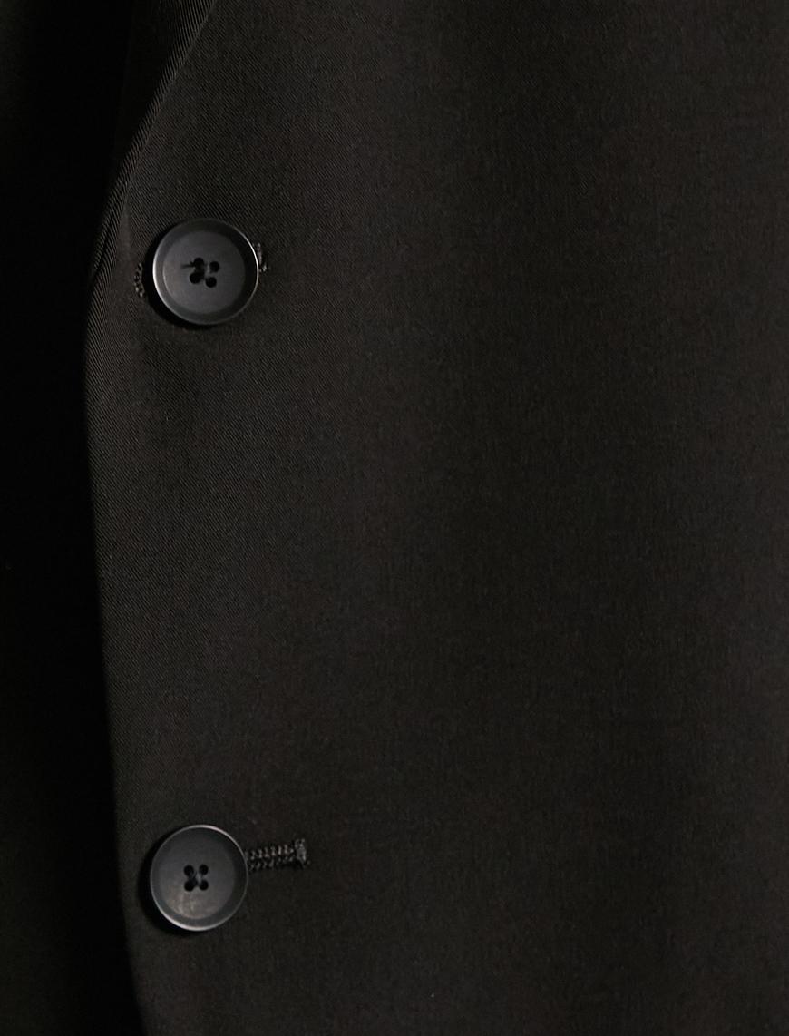   Blazer Ceket Düğmeli Cepli Dikiş Detaylı