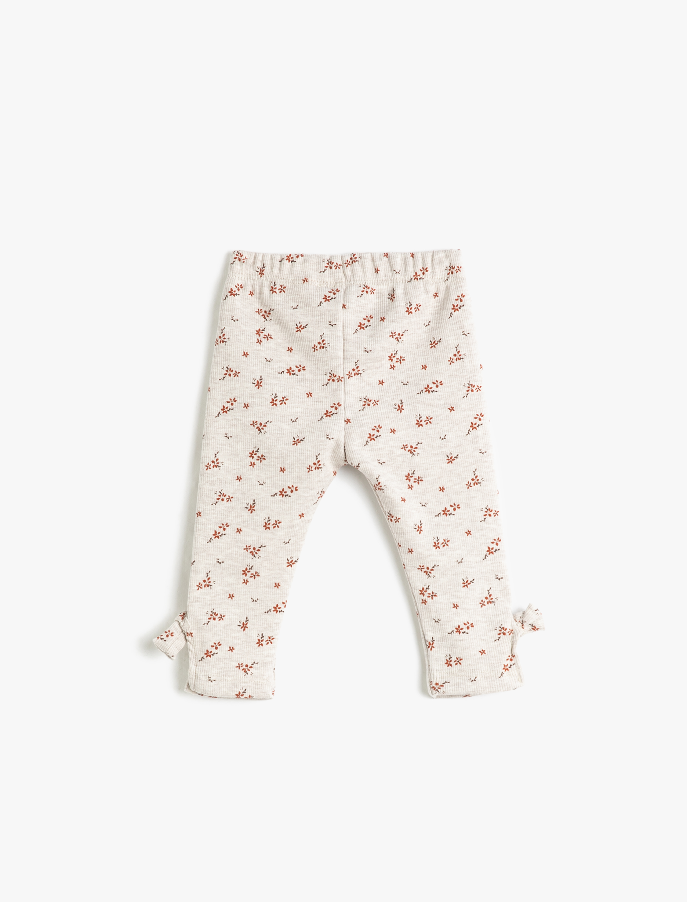  Kız Bebek Tayt Çiçekli Fiyonk Detaylı Ribanalı Pamuklu