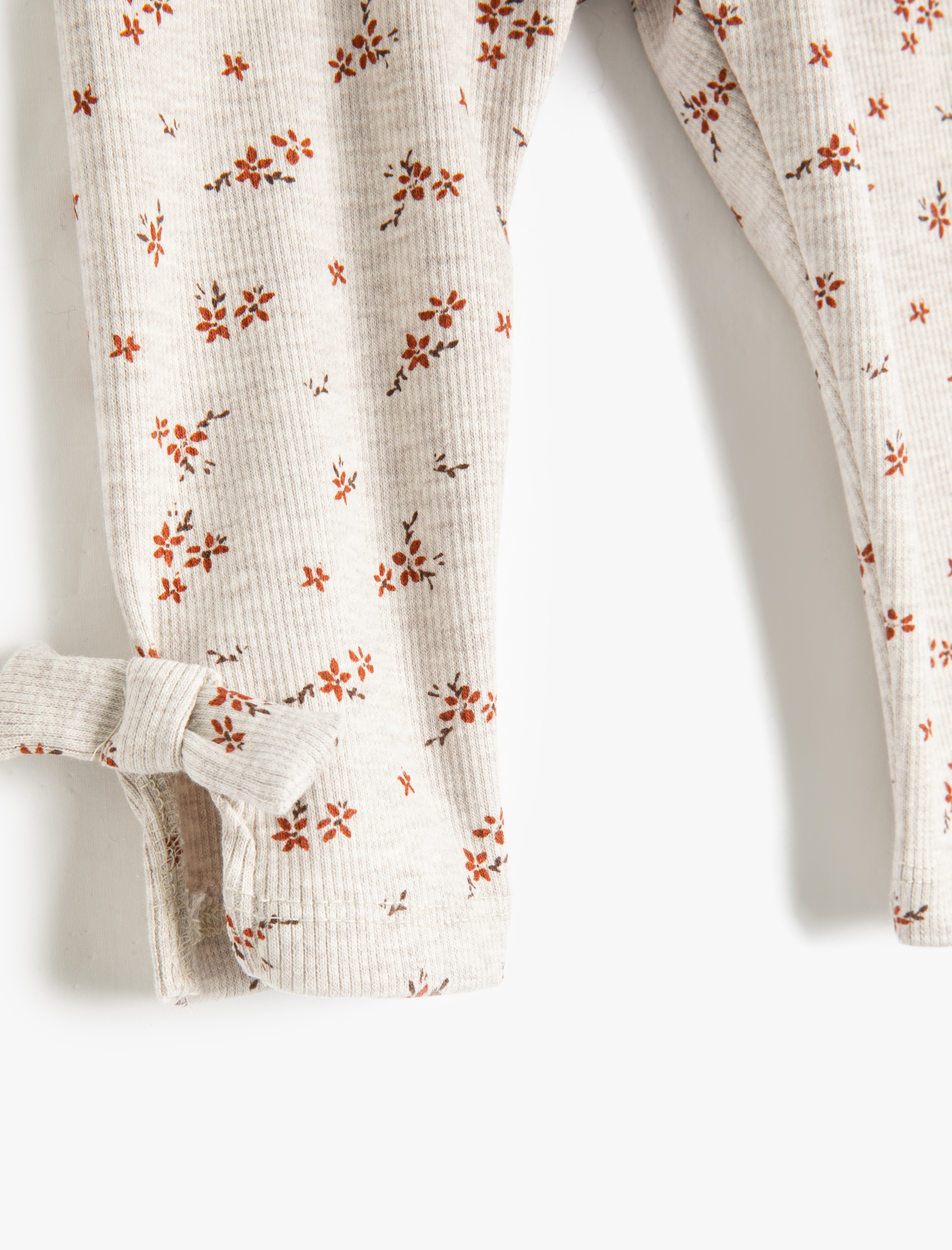  Kız Bebek Tayt Çiçekli Fiyonk Detaylı Ribanalı Pamuklu