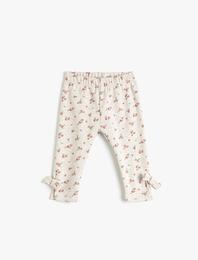 Tayt Çiçekli Fiyonk Detaylı Ribanalı Pamuklu