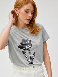 Payetli Tişört Kısa Kollu