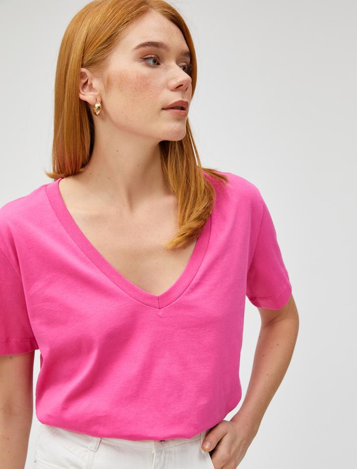  Basic Tişört V Yaka Kısa Kollu