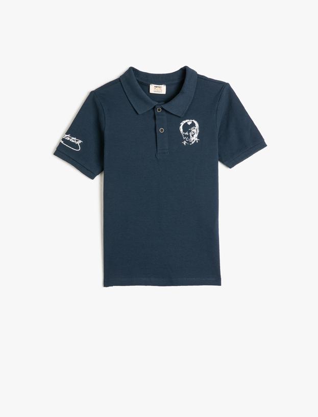 Erkek Çocuk Atatürk Baskılı Polo Yaka Tişört Kısa Kollu Düğmeli
