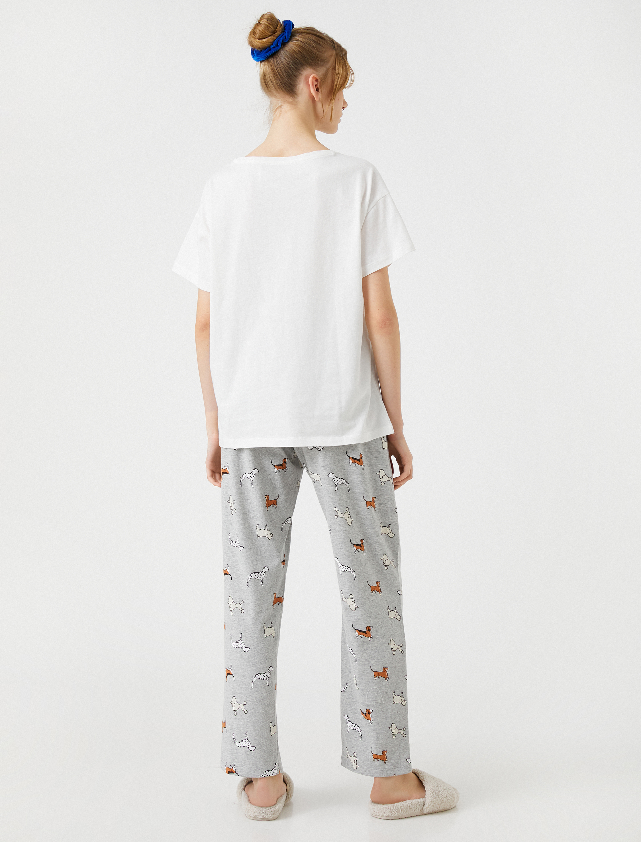   Pamuklu Pijama Takımı Kısa Kollu Baskılı