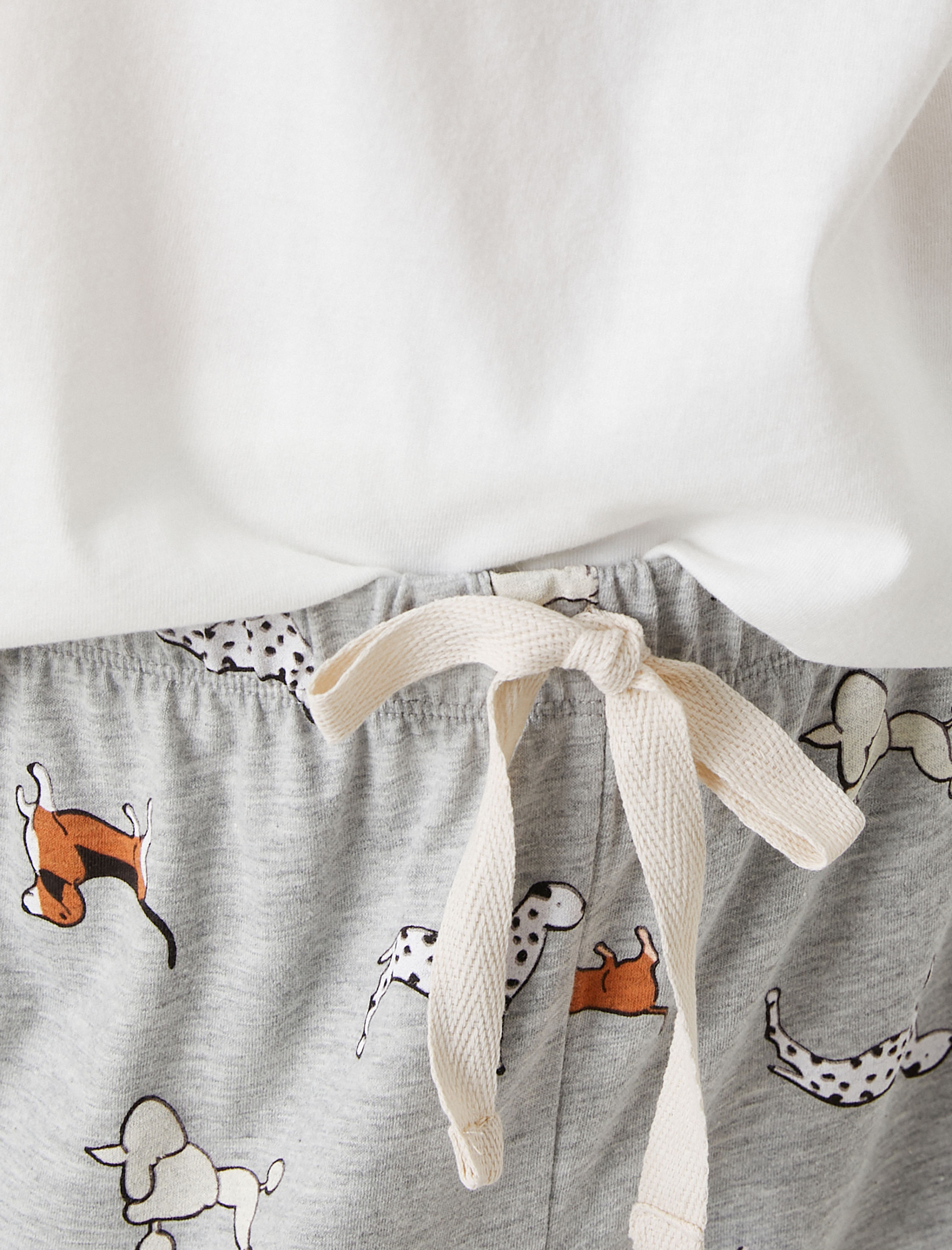   Pamuklu Pijama Takımı Kısa Kollu Baskılı