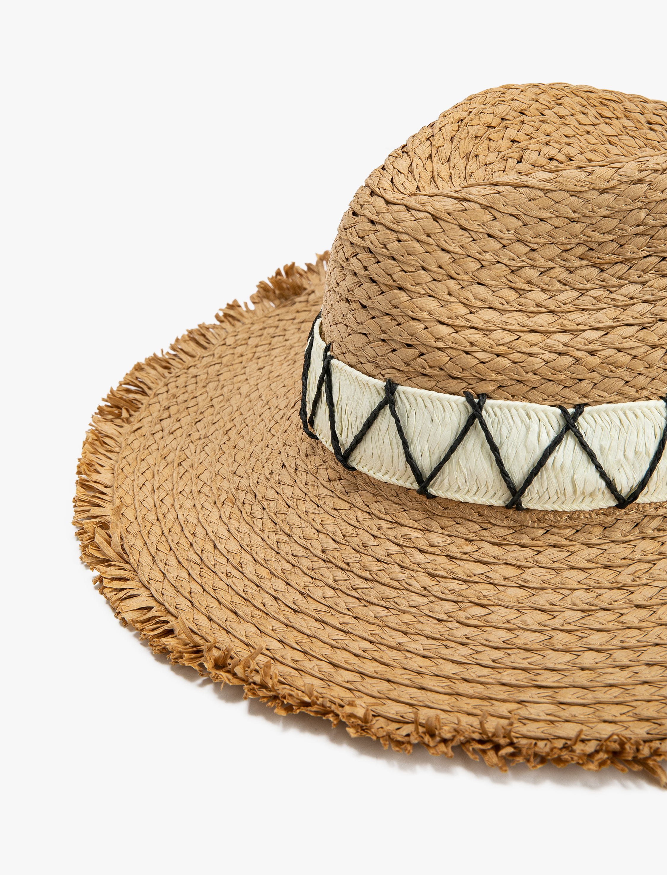  Kadın Hasır Şapka Fötr İşleme Detaylı