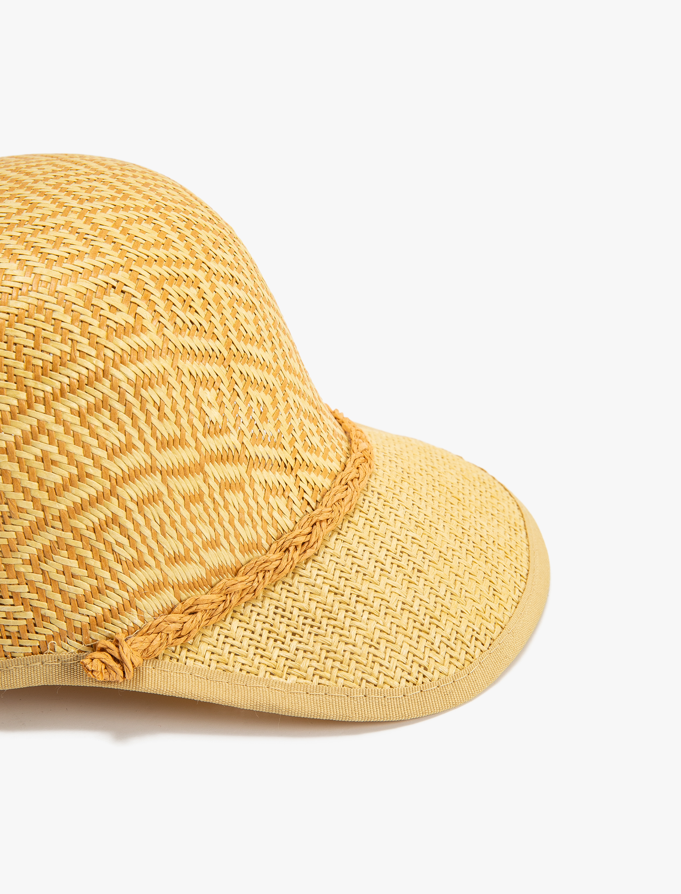  Kadın Hasır Şapka Cap Geometrik Desenli Örgü Detaylı