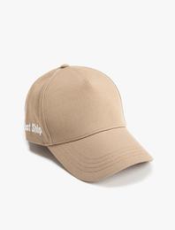 Kep Şapka Slogan İşlemeli Pamuklu