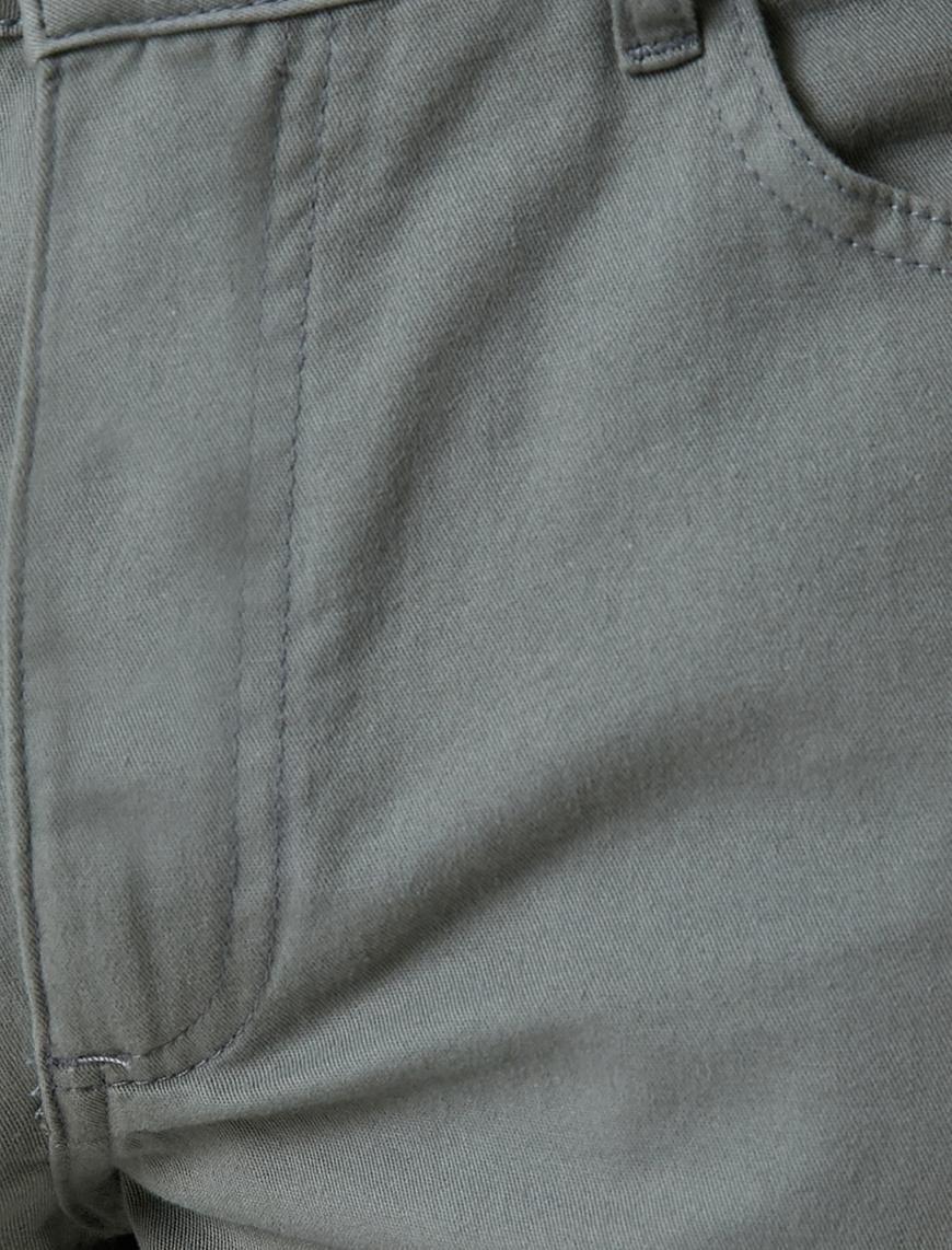   Basic Gabardin Pantolon Düğmeli Cepli Pamuklu